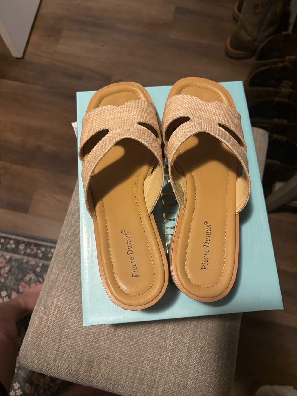 Pierre Dumas Beige/Tan Slide Sandals